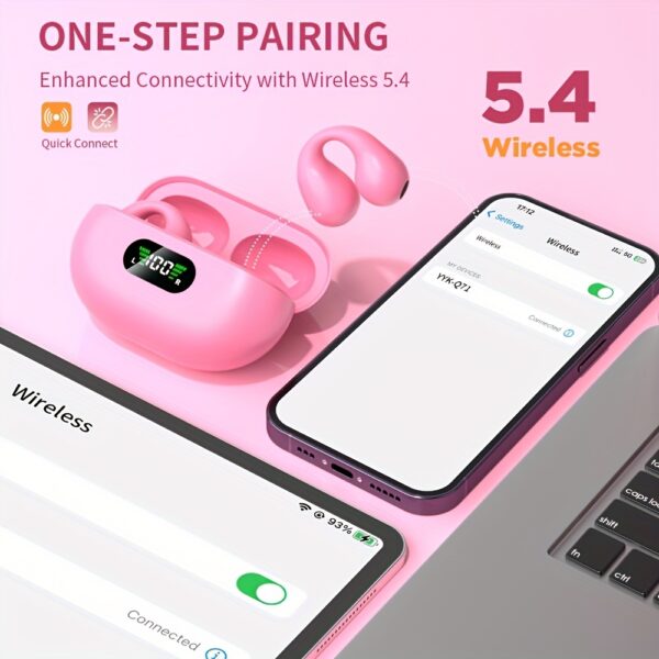 Open Ear Clip Wireless Earplugs BT 5.3, Sports Earphones Built-In Microphone with Ear Hook And Ear Hook, Wireless Charging Box And Display - Image 11