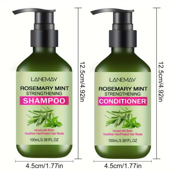 2PCS Unisex Rosemary Mint Strengthening Lanemay Shampoo and Conditioner Set for Normal Types, Moisturizing with Rosemary Extract for Healthier, Stronger Hair - Image 4