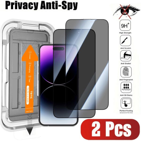 2pcs for iPhone 16/ 15/ 14/ 13/ 12 Plus/ Pro/ Pro Max anti-peeping privacy screen protector, smooth surface, dustproof, scratch-resistant, easy to install - Image 3