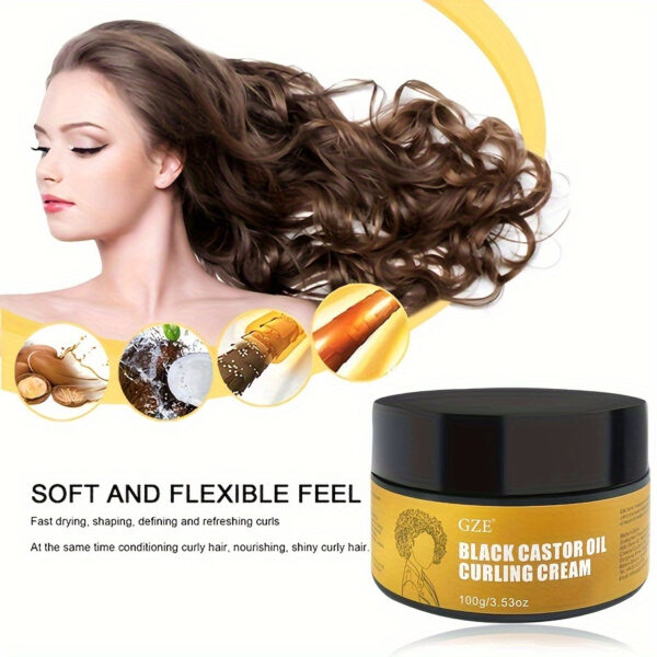 GZE Black Castor Oil Curl Defining Cream - Hydrate and Nourish Your Curls for Bouncy Definition, Frizz Control, and Shine with Moisturizing Formula and Natural Ingredients for Healthy Haircare Management - Image 5