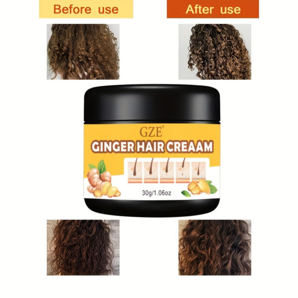 GZE Ginger Hair Strengthening Cream - Moisturizing Scalp & Conditioner Serum for All Hair Types - Image 2