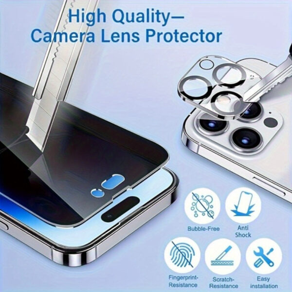 2pcs Privacy Tempered Glass Screen Protector and Camera Lens Film for iPhone 16/15/14/13/12/11- Protect Your Privacy and Keep Your Phone Safe - Image 3