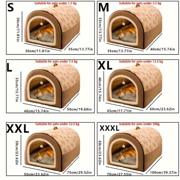 Four Seasons Universal Dog Kennel - 1pc Warm Enclosed Removable and Washable Pet Sleeping Bed - Christmas Gift - Image 3