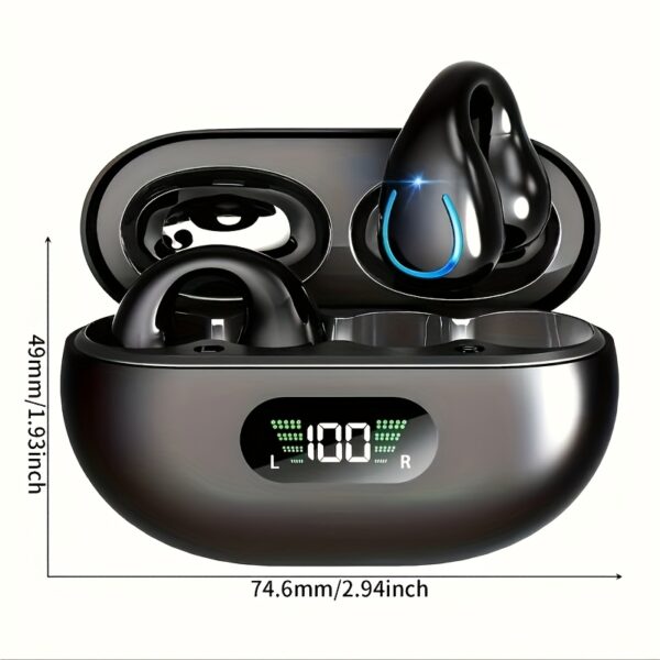 Open Ear Clip Wireless Earplugs BT 5.3, Sports Earphones Built-In Microphone with Ear Hook And Ear Hook, Wireless Charging Box And Display - Image 3