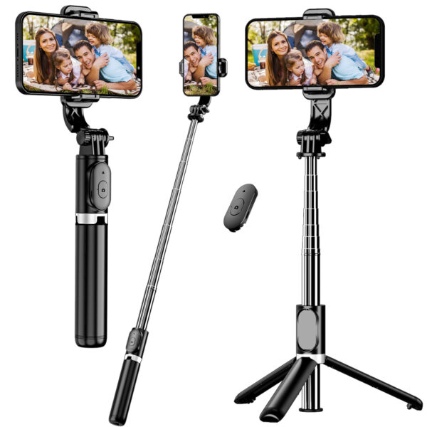 40" Cell Phone Selfie Stick Tripod, Extendable Selfie Stick All-in-1 Smartphone Tripod Stand With Wireless Remote 360°Rotation For IPhone 14/13/12/12 Pro/11/11 Pro/XS/XR/X/8/7 Plus, For Samsung, Google, LG, Sony Smartphones - Image 3