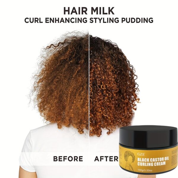 GZE Black Castor Oil Curl Defining Cream - Hydrate and Nourish Your Curls for Bouncy Definition, Frizz Control, and Shine with Moisturizing Formula and Natural Ingredients for Healthy Haircare Management - Image 2