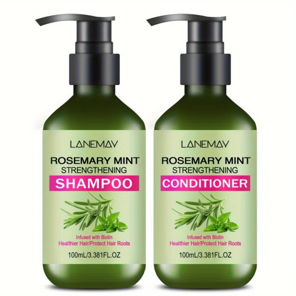 2PCS Unisex Rosemary Mint Strengthening Lanemay Shampoo and Conditioner Set for Normal Types, Moisturizing with Rosemary Extract for Healthier, Stronger Hair - Image 6