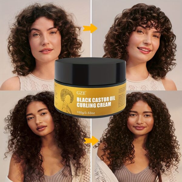 GZE Black Castor Oil Curl Defining Cream - Hydrate and Nourish Your Curls for Bouncy Definition, Frizz Control, and Shine with Moisturizing Formula and Natural Ingredients for Healthy Haircare Management - Image 8