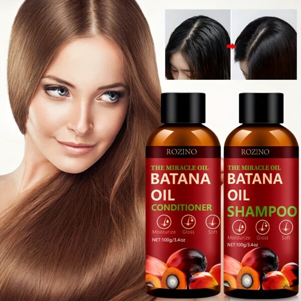 ROZINO 2-Pack Batana Oil Shampoo and Conditioner Set, Jojoba Oil Enriched, Moisturizing Cream for Normal Hair, Unisex-Adult, Strengthens Roots, Softens and Glosses Hair, Suitable for All Hair Types - Image 2