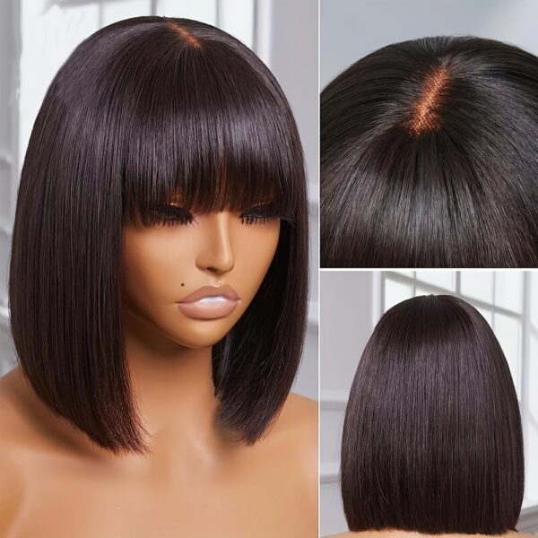 Straight Natural Scalp Raw Human Hair HD Lace Bob With Bang 180% Density Glueless HD 2x1 Lace Bob With Bang Glueless Wigs - Image 6