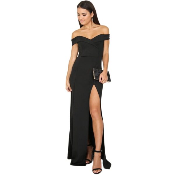 Off-the-shoulder Black Evening Dress