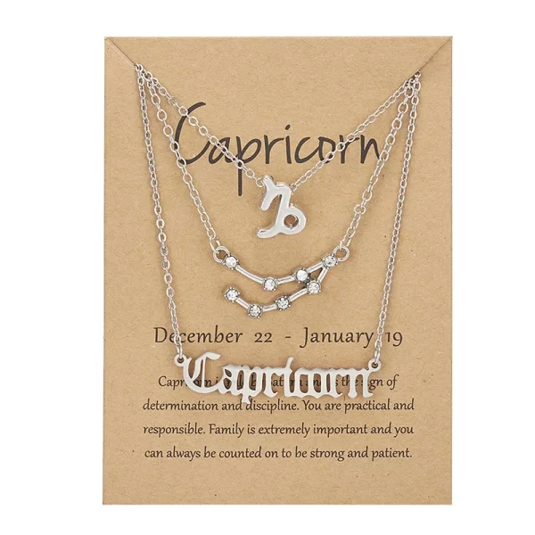 3Pcs/set 12 Zodiac Sign Necklace For Women 12 Constellation Pendant Chain Choker Birthday Jewelry With Cardboard Card - Image 20