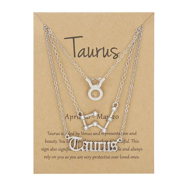 3Pcs/set 12 Zodiac Sign Necklace For Women 12 Constellation Pendant Chain Choker Birthday Jewelry With Cardboard Card - Image 9