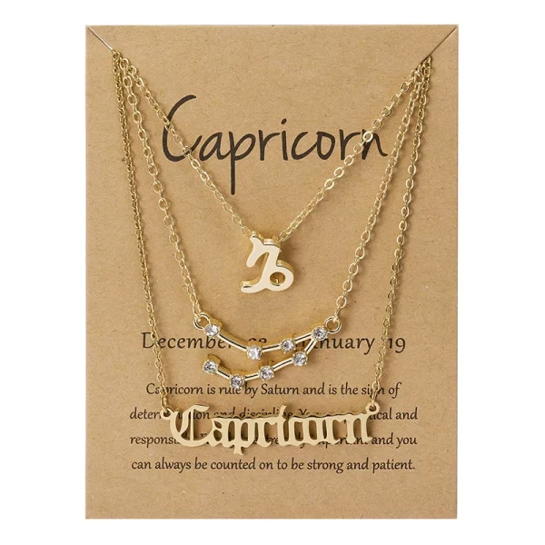 3Pcs/set 12 Zodiac Sign Necklace For Women 12 Constellation Pendant Chain Choker Birthday Jewelry With Cardboard Card - Image 29