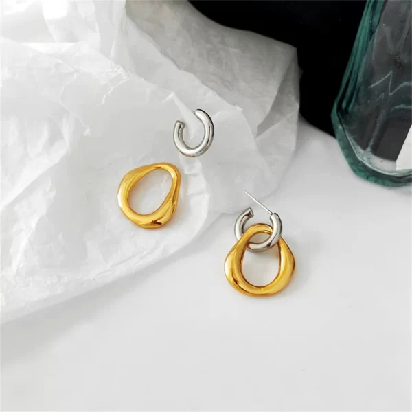 kshmir Korean Retro Detachable Earrings Gold Silver Color Geometric irregular Round Drop Earrings for Women Girls Jewelry - Image 5