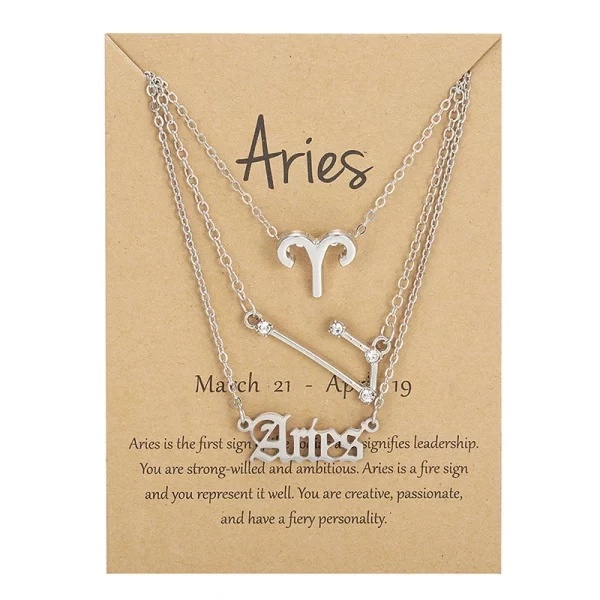 3Pcs/set 12 Zodiac Sign Necklace For Women 12 Constellation Pendant Chain Choker Birthday Jewelry With Cardboard Card - Image 28