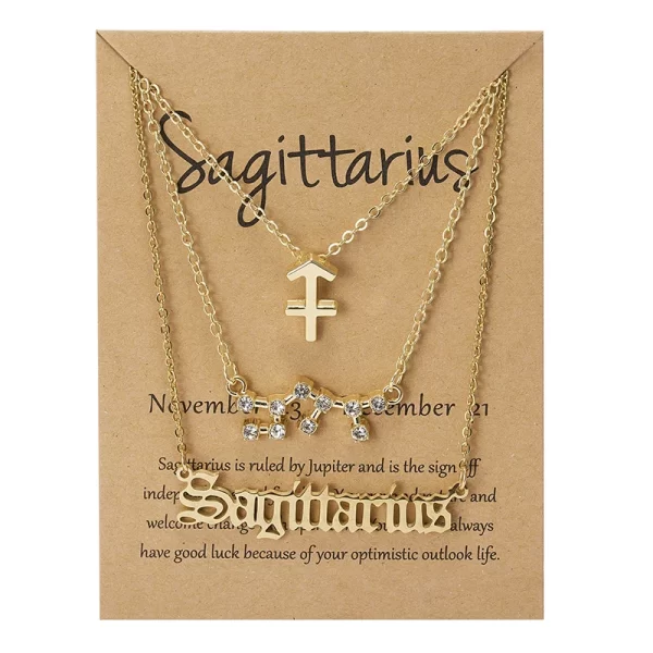 3Pcs/set 12 Zodiac Sign Necklace For Women 12 Constellation Pendant Chain Choker Birthday Jewelry With Cardboard Card - Image 26