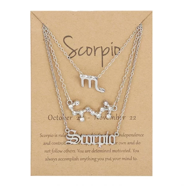 3Pcs/set 12 Zodiac Sign Necklace For Women 12 Constellation Pendant Chain Choker Birthday Jewelry With Cardboard Card - Image 22