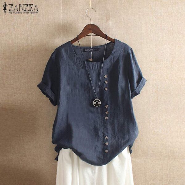 O Neck Short Sleeve Blouse - Image 3