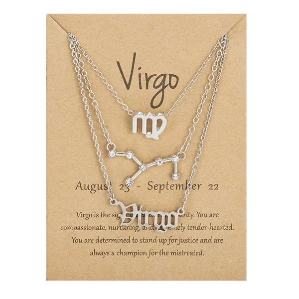 3Pcs/set 12 Zodiac Sign Necklace For Women 12 Constellation Pendant Chain Choker Birthday Jewelry With Cardboard Card - Image 13