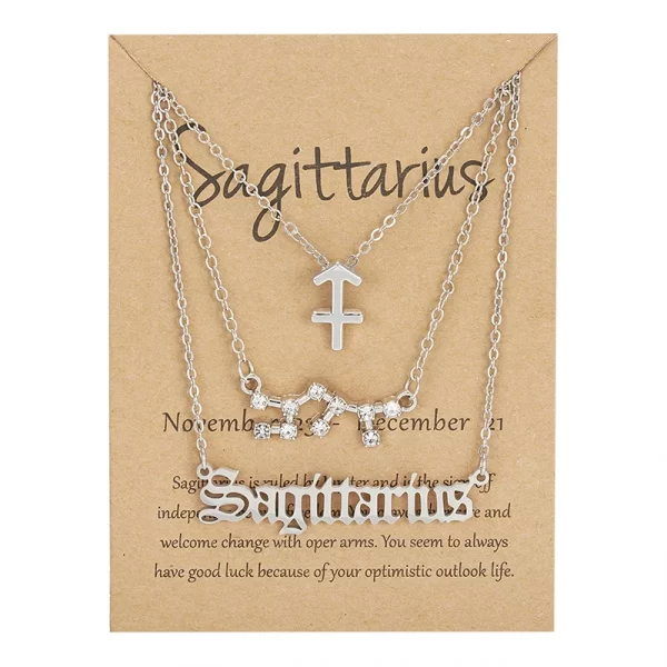 3Pcs/set 12 Zodiac Sign Necklace For Women 12 Constellation Pendant Chain Choker Birthday Jewelry With Cardboard Card - Image 19