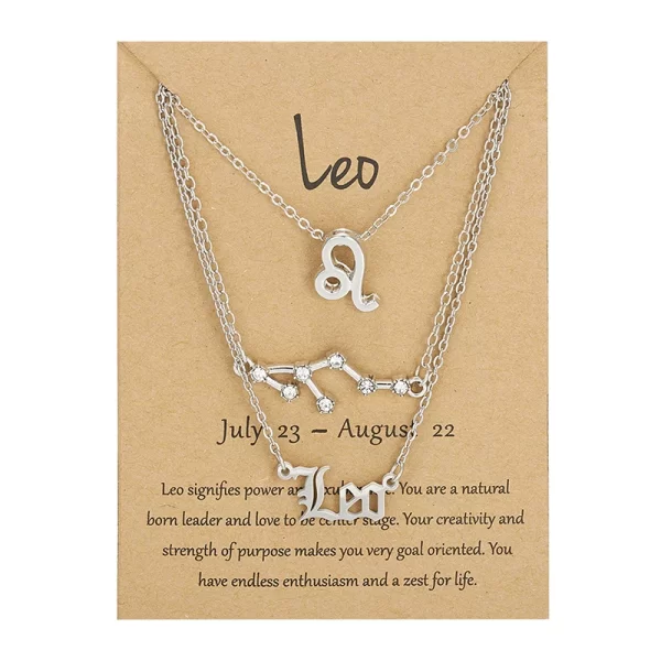 3Pcs/set 12 Zodiac Sign Necklace For Women 12 Constellation Pendant Chain Choker Birthday Jewelry With Cardboard Card - Image 8