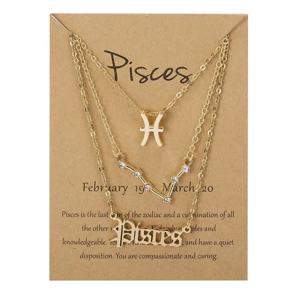 3Pcs/set 12 Zodiac Sign Necklace For Women 12 Constellation Pendant Chain Choker Birthday Jewelry With Cardboard Card - Image 27