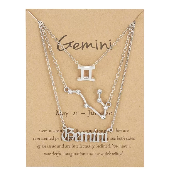 3Pcs/set 12 Zodiac Sign Necklace For Women 12 Constellation Pendant Chain Choker Birthday Jewelry With Cardboard Card - Image 10