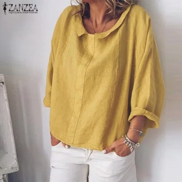 Summer Tunic Vintage Linen Blouse - Image 4