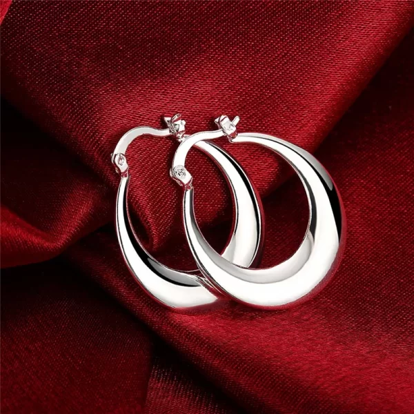 DOTEFFIL 925 Sterling Silver Circle Smooth U Shape Big Hoop Earrings For Women Wedding Engagement Jewelry - Image 2