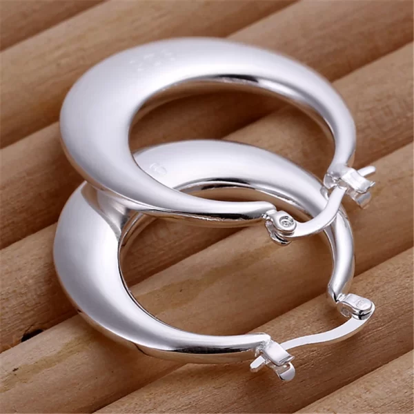 DOTEFFIL 925 Sterling Silver Circle Smooth U Shape Big Hoop Earrings For Women Wedding Engagement Jewelry - Image 4