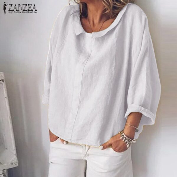 Summer Tunic Vintage Linen Blouse - Image 2