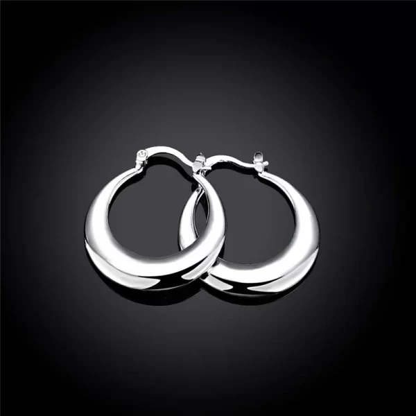 DOTEFFIL 925 Sterling Silver Circle Smooth U Shape Big Hoop Earrings For Women Wedding Engagement Jewelry - Image 3