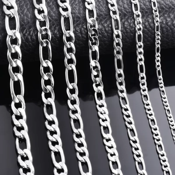 1 piece 3mm/3.8mm/4.5mm/5mm/6mm/7mm/7.5mm Figaro Link Chain Jewelry Classic Curb Necklace Stainless Steel Chain for Men Women