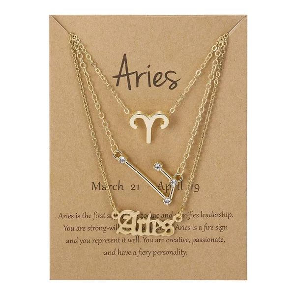 3Pcs/set 12 Zodiac Sign Necklace For Women 12 Constellation Pendant Chain Choker Birthday Jewelry With Cardboard Card - Image 25