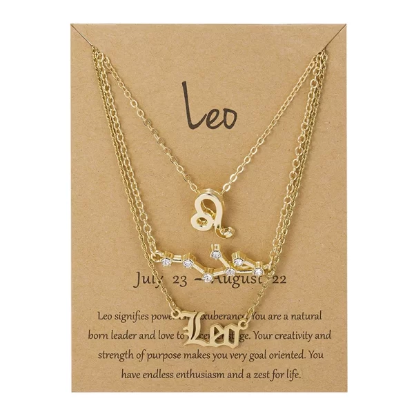 3Pcs/set 12 Zodiac Sign Necklace For Women 12 Constellation Pendant Chain Choker Birthday Jewelry With Cardboard Card - Image 18