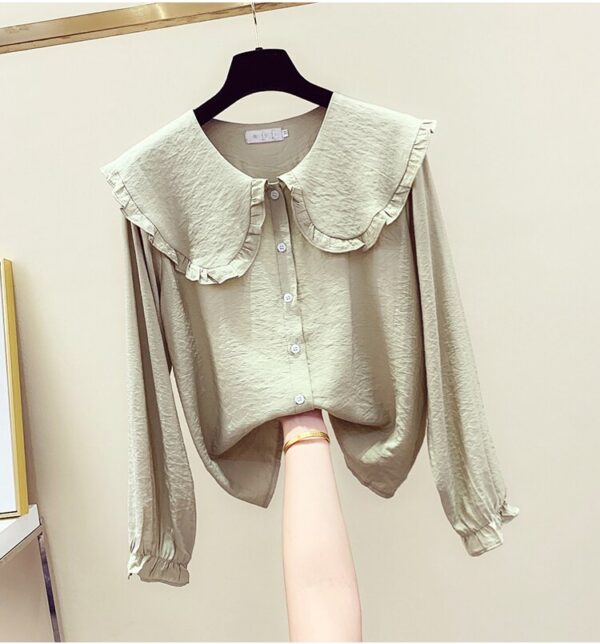 Peter Pan Collar Slim Shirt - Image 4