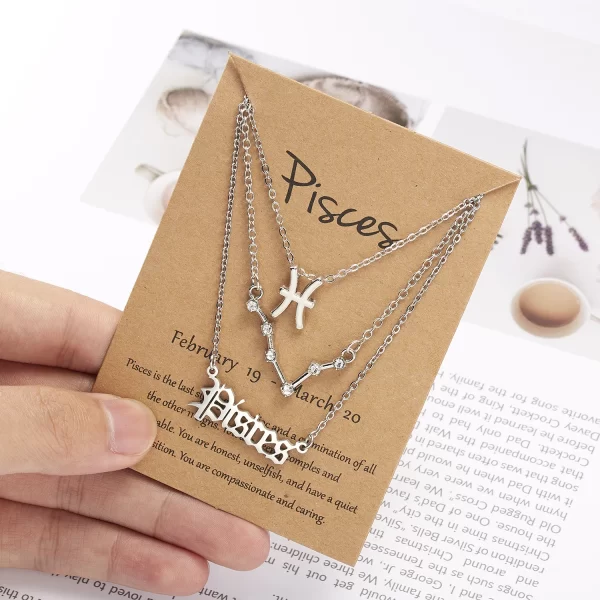 3Pcs/set 12 Zodiac Sign Necklace For Women 12 Constellation Pendant Chain Choker Birthday Jewelry With Cardboard Card - Image 2