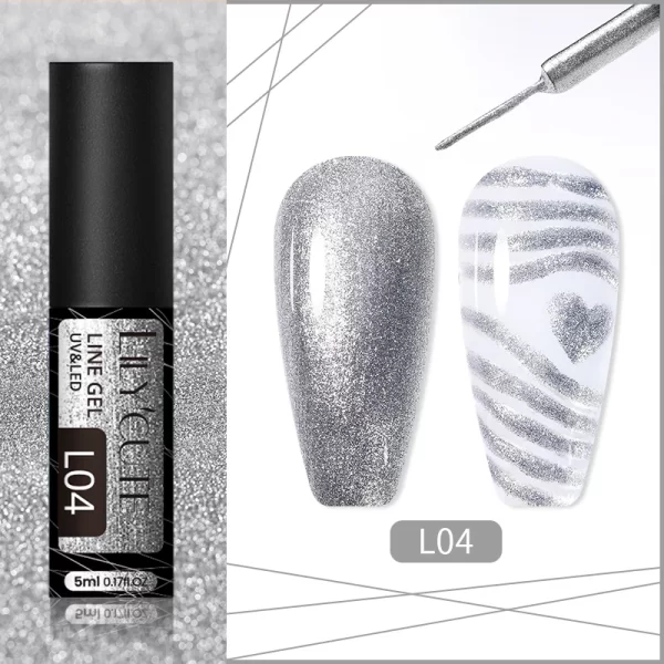 LILYCUTE 5ml Super Bright Silver Metallic Painting Liner Gel Nail Polish Drawing Stripe Graffiti Mirror Pull Line UV Gel Varnish - Image 94