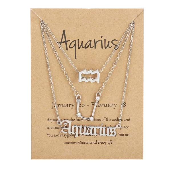 3Pcs/set 12 Zodiac Sign Necklace For Women 12 Constellation Pendant Chain Choker Birthday Jewelry With Cardboard Card - Image 23