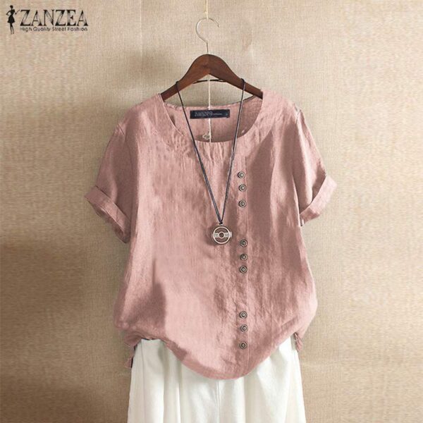 O Neck Short Sleeve Blouse - Image 5