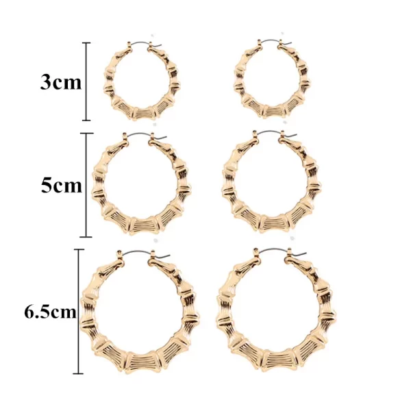 Statement Sliver/Gold Color Big Bamboo Circle Hoop Earrings For Women Hip Hop Large Celebrity Basketball Wives Earrings Hoops - Image 2