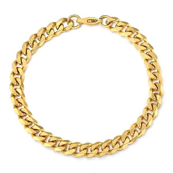 3-11MM Gold Color Stainless Steel Bracelets For Men Women Unisex Curb Cuban Link Chain Simple Wrist Jewelry Gifts - Image 15