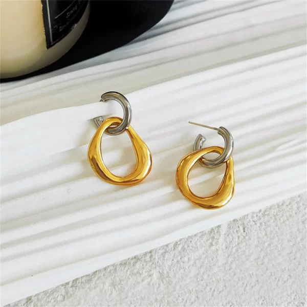 kshmir Korean Retro Detachable Earrings Gold Silver Color Geometric irregular Round Drop Earrings for Women Girls Jewelry - Image 6