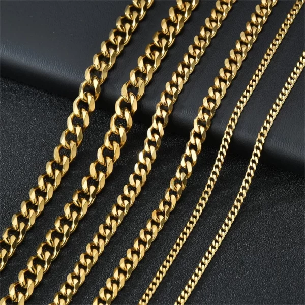 Basic Punk Stainless Steel 3,5,7mm Curb Cuban Necklaces For Men Women Black Gold Color Link Chain Chokers Solid Metal Jewelry - Image 4