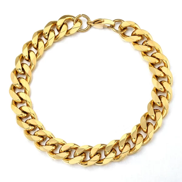 3-11MM Gold Color Stainless Steel Bracelets For Men Women Unisex Curb Cuban Link Chain Simple Wrist Jewelry Gifts - Image 7