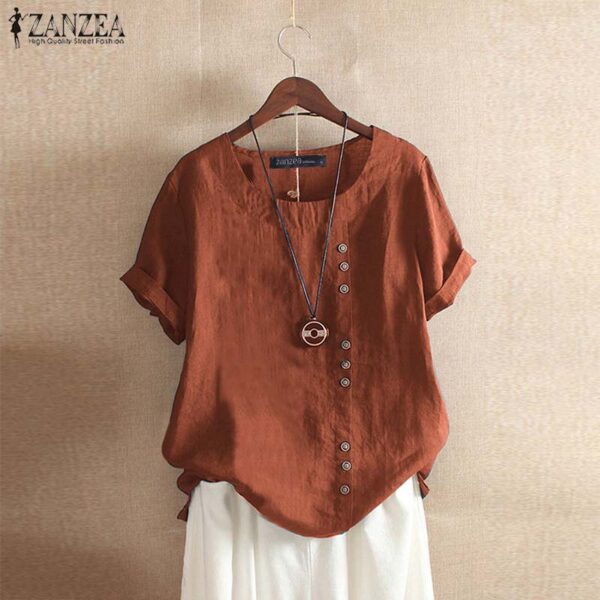 O Neck Short Sleeve Blouse