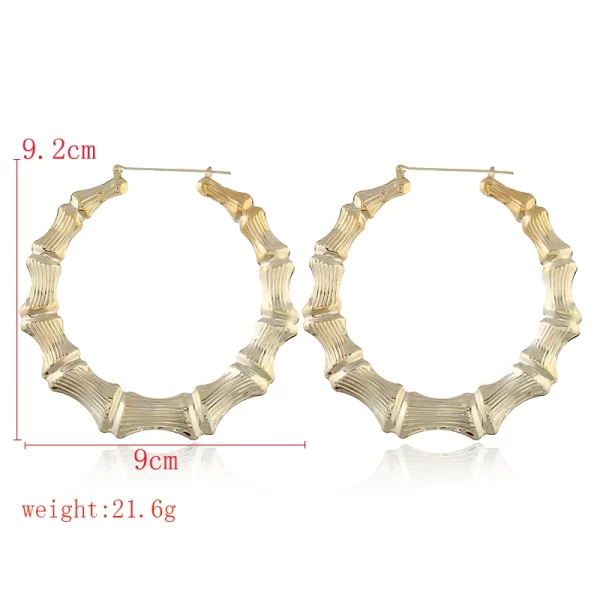 Punk Gold Sliver Color Bamboo Hoop Earrings For Women Geometric Big Round Circle Bamboo Earings Bijoux Hip Hop Party Jewelry - Image 2