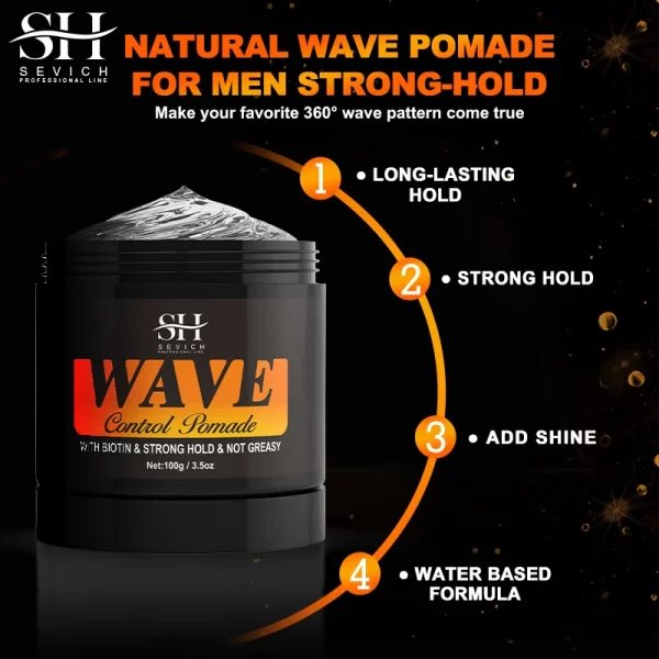 360 Wavy Frizz Control Gel Wave Control Pomade Hair Styling Wax Anti-Hair Loss Clay Hair Pomade   for African Black Men  Hair St - Image 6