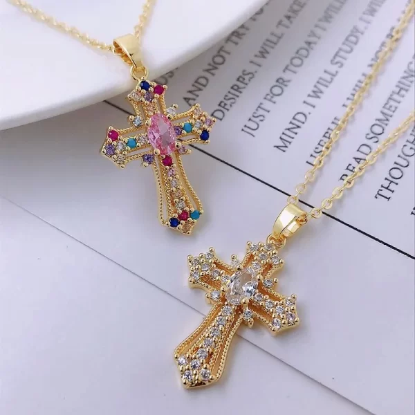 Men Women Hip Hop Zircon Cross Shiny Pendant Stainless Steel Necklace Charm Bling Exquisite Necklaces Jewelry Fashion Gifts - Image 4